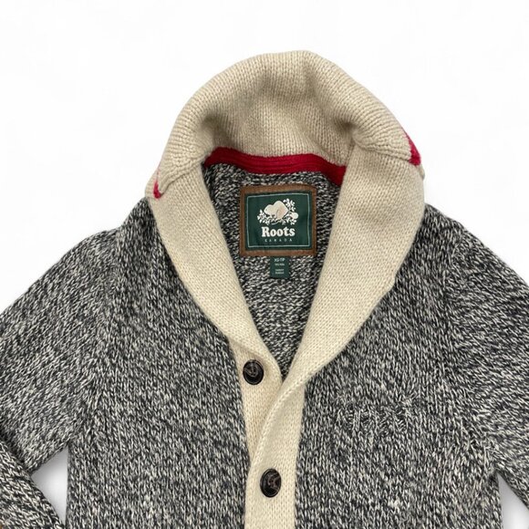 Roots Canada Wool Blend Elbow Patch Cardigan Curling Varsity Sweater Men's XS - Picture 2 of 11